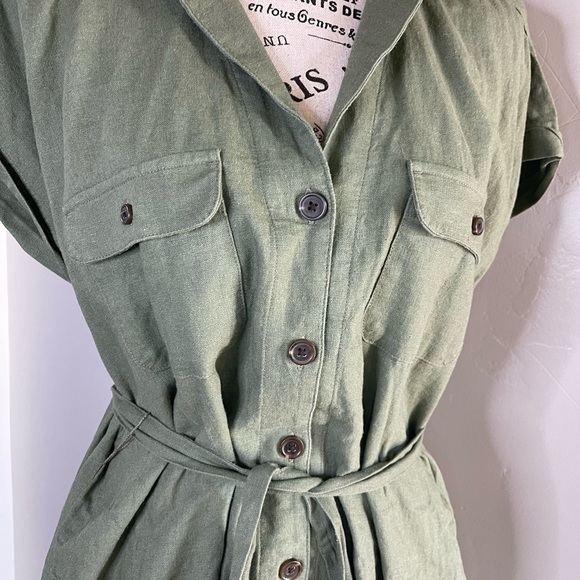NWT Old Navy green collared button dress, tie waist with pockets! Size Medium - Picture 13 of 16